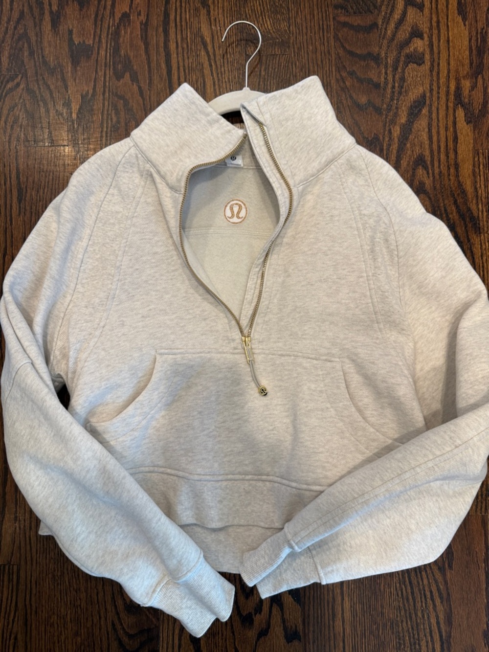 lululemon athletica Light Heather Gray Cowl Half-Zip Pullover Sweater
